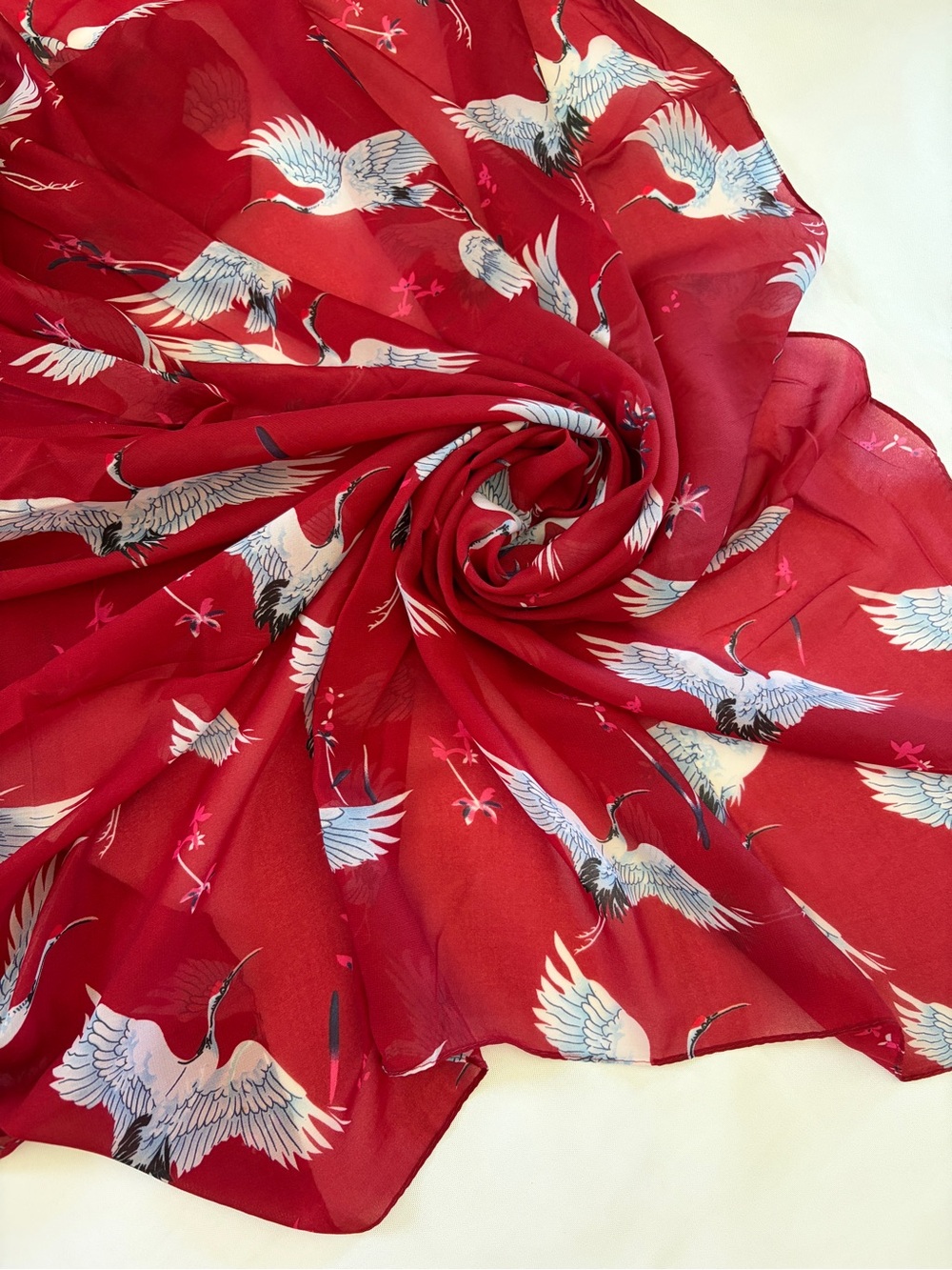 New Beach Wrap Scarf Shawl Dress Skirt Kimono Size XL 68x56 Crane Bird Oversized